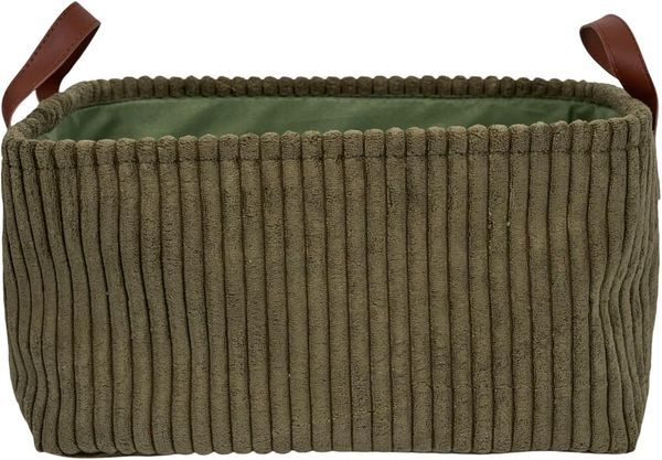 HOME DECO FACTORY, RG0038, Aufbewahrungskorb aus grünem Cord, elegantes und vielseitiges Design, ideal für Spielzeug und Accessoires, Maße H20 cm, grüne Farbe