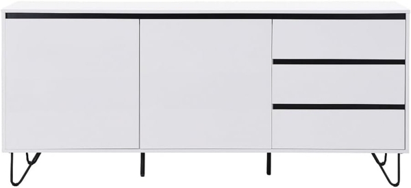 Vente-unique - Sideboard mit 2 Türen & 3 Schubladen - MDF & Stahl - Weiß & Schwarz - ABUJA von Pascal Morabito Bild 3