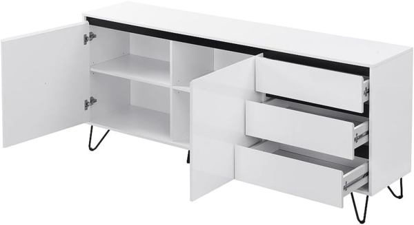 Vente-unique - Sideboard mit 2 Türen & 3 Schubladen - MDF & Stahl - Weiß & Schwarz - ABUJA von Pascal Morabito Bild 5