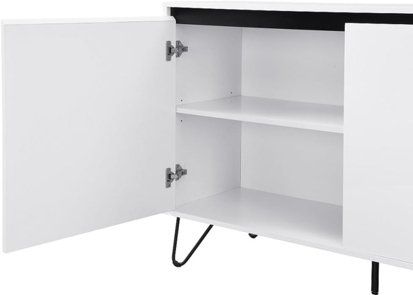 Vente-unique - Sideboard mit 2 Türen & 3 Schubladen - MDF & Stahl - Weiß & Schwarz - ABUJA von Pascal Morabito Bild 8