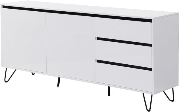 Vente-unique - Sideboard mit 2 Türen & 3 Schubladen - MDF & Stahl - Weiß & Schwarz - ABUJA von Pascal Morabito Bild 1