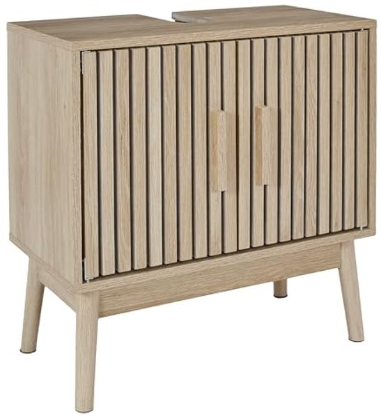 HOME DECO FACTORY, HD0222, Waschtischunterschrank, Modell Klaus, Natural Crush Collection, Möbel, Badezimmermöbel, 60 x 70 x 30 cm, Braun