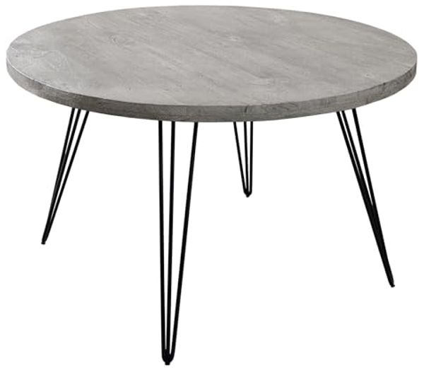 riess-ambiente Esstisch SCORPION Ø80cm grau / schwarz (Einzelartikel, 1-St), Küche · Massivholz · Metall · Hairpin Legs · rund · Industrial Design