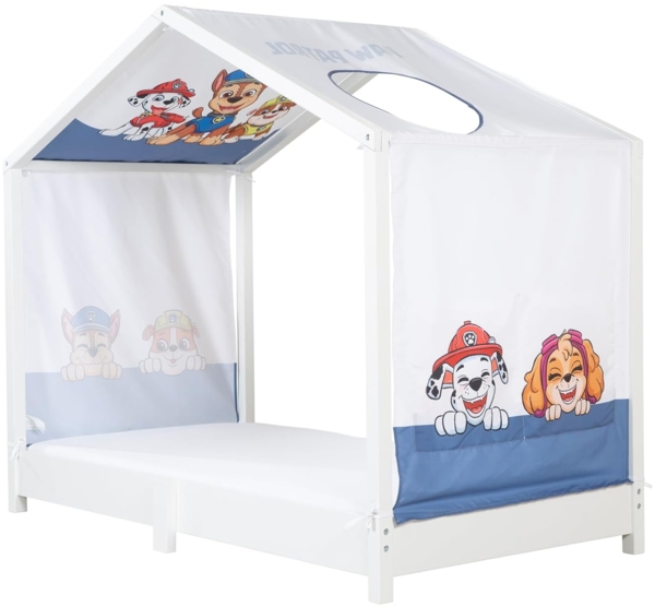 roba Bezug für Montessori Hausbetten 70x140 cm im Paw Patrol Design - Passendes Zubehör zum Umbau in Himmelbett - Inkl. 3 Aufbewahrungstaschen & Dachfenster