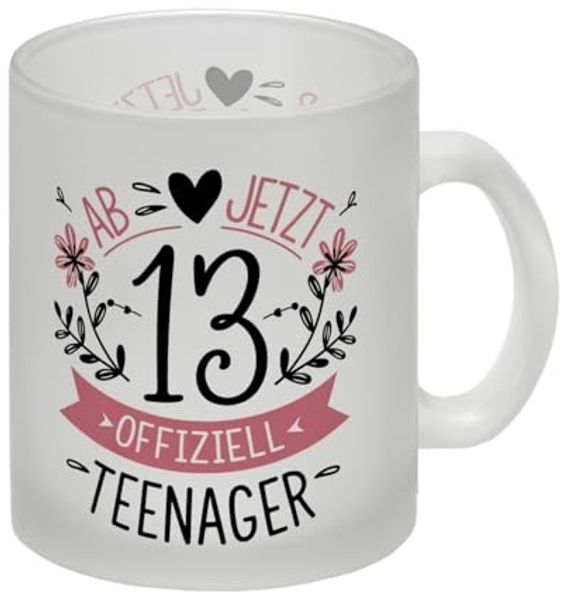 speecheese Tasse Ab jetzt offiziell Teenager Glas Tasse zum 13. Geburtstag