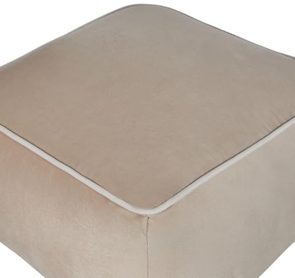 Pouf DAREYN Sandbeige Samtstoff 50 cm 50 cm Bild 4