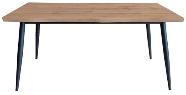 DRW Esstisch aus natürlichem und schwarzem Metall, 160 x 75 x 80 cm