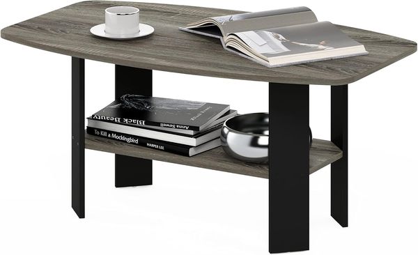 Furinno Couchtisch im schlichten Design, französische Eiche/Schwarz