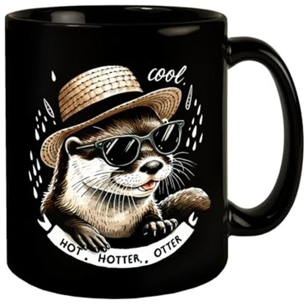 speecheese Tasse Otter mit Strohhut und Sonnenbrille Tasse in Schwarz Spruch Hot