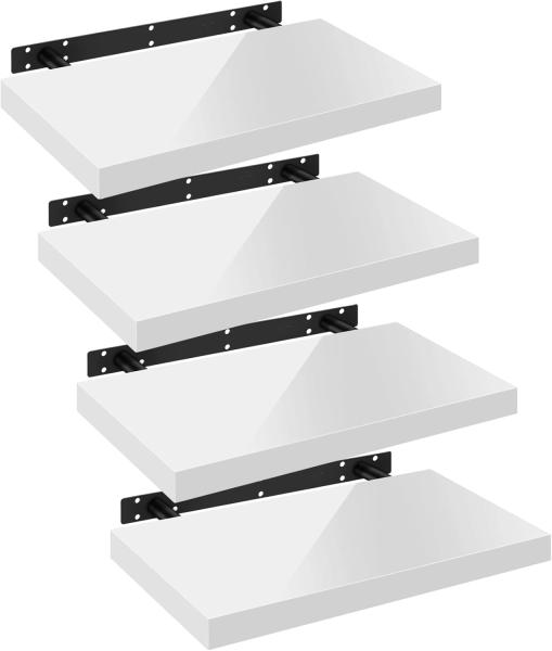 Woltu Wandregal, 4-tlg, Wandboard freischwebend Schweberegal Holz Board