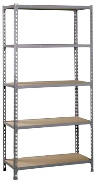 Simonrack Schwerlastregal, Lagerregal, 200 x 120 x 40 cm, Metallregal, Kellerregal, Biegestelle 200 kg, 5 Holzfachböden, Grau/Holz - Maderclick