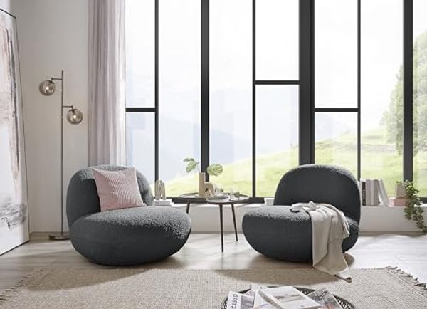 Drehsessel Chris ED Exciting Design Farbe Anthrazit – Moderner Mikrofaser-Sessel mit Nosagfederung