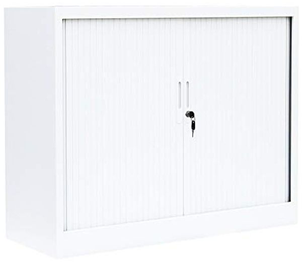 Querrollladenschrank Sideboard 100cm breit Stahl Büro Aktenschrank Rolladenschrank Weiß (HxBxT) 750 x 1000 x 460 mm / 555107
