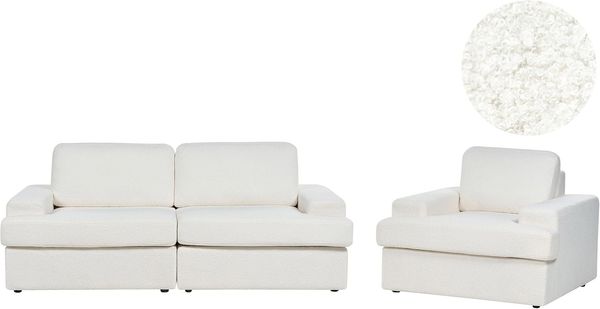 Sofa Set Bouclé cremeweiß 4-Sitzer ALLA