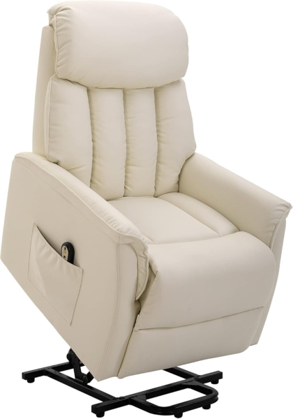HOMCOM Relaxsessel Aufstehsessel (1-St), Sessel mit Aufstehhilfe Fernsehsessel Liegefunktion Kunstleder Beige