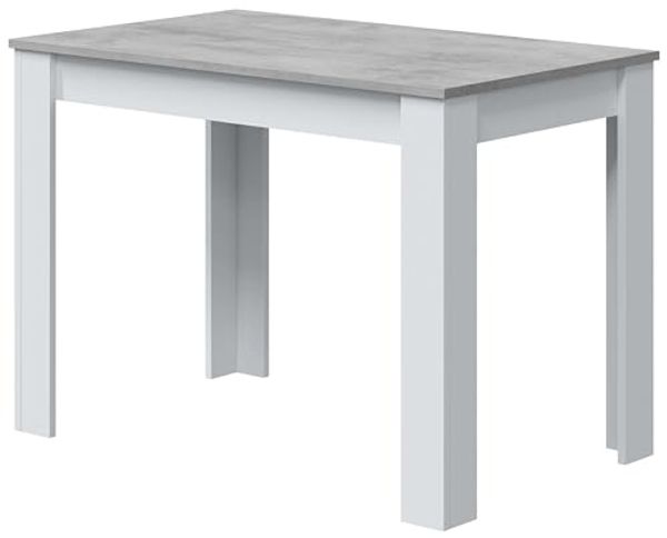 Habitdesign, Beistelltisch, Esstisch oder Fester Küchentisch, für bis zu 4 Personen, modernes Design in Arktisweiß und Zementgrau, Maße: 109 x 78 x 67 cm (Breite x Höhe x Tiefe), Modell Cloe