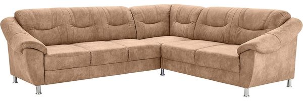 Cavadore Ecksofa Salisa mit Federkern / Polsterecke im klassischen Design / inkl. Bettfunktion / 264 x 86 x 244 / Mikrofaser Beige