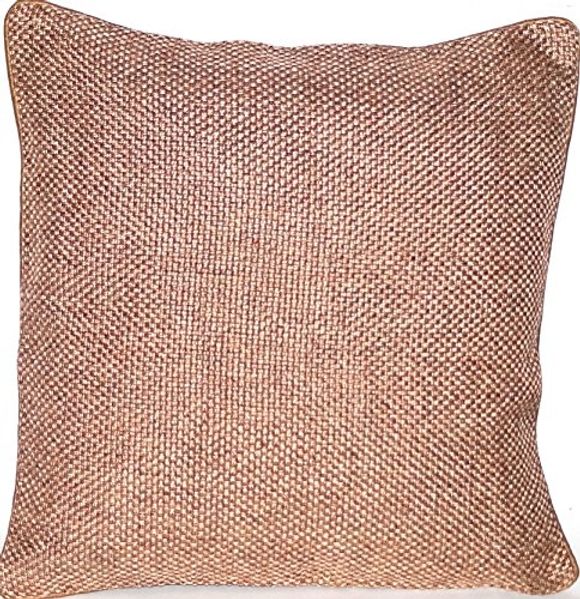 Weizenfarbe Kissenhülle Meliert mit Struktur in Hochwertiger Leinen-Optik und mit Umrandung - 40cm x 40cm