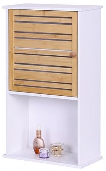 Relaxdays Hängeschrank Bad mit Bambustür