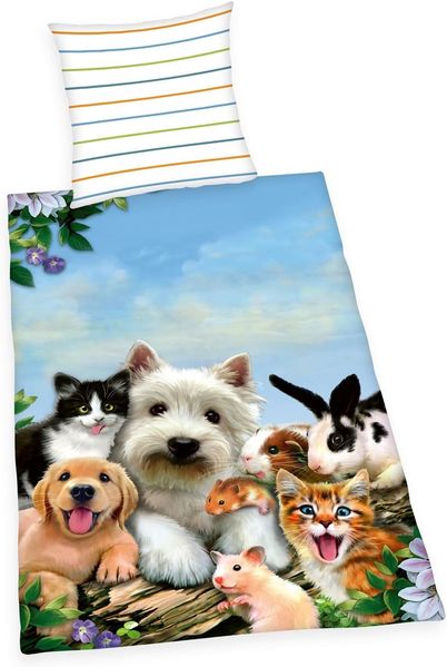 Herding Bettwäsche Selfies Tiere - Haustiere - Wende-Bettwäsche-Set, 135x200 & 80x80, Baumwolle, 100% Baumwolle