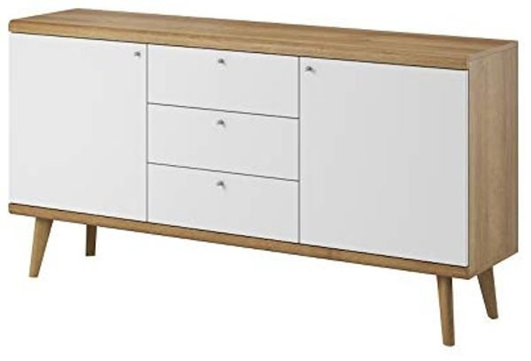 Selsey Schrank, Weiß Matt/Eiche Skandinavisch, 160 x 40 x 83 cm