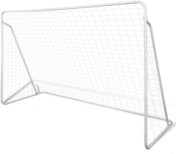 vidaXL Fußballtor, Stahl weiß, 240x90x150 cm