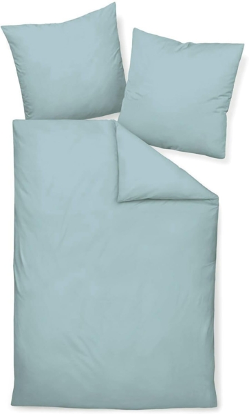 Traumschlaf Uni Mako-Satin Bettwäsche|135x200 cm + 40x80 cm| perlblauTraumschlaf Uni Mako-Satin Bettwäsche
