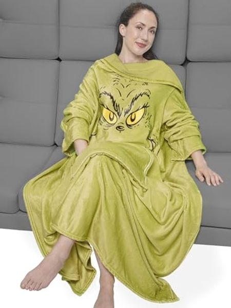 Wohndecke The Grinch TV Decke mit Ärmeln und Taschen Kuscheldecke 130 x 170 cm, United Labels®
