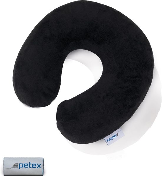 PETEX 44490004 Nackenrolle, Velours, 29x28 cm, schwarz