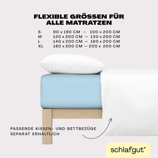 Schlafgut Spannbettlaken EASY aus 100% Baumwolle, weich & saugfähig, Marken-Bettlaken, Jersey, Gummizug: rundum, (1 Stück), für Matratzen bis 22 cm Höhe, in 90x200, 140x200 oder 180x200 cm Bild 4