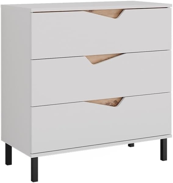 Kommode Marelle Weiß/Artisan 80 x 81.2 cm mit 3 Schubladen Vicco