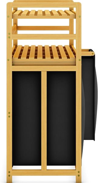 AdelDream Wäschekorb 200L Wäschesortierer mit Regalen 4 Fächer 2 Ablagen Wäschebox Bambus Bild 8