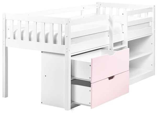 Mittelhochbett SUSVILLE 90 x 200 cm Holz Rosa