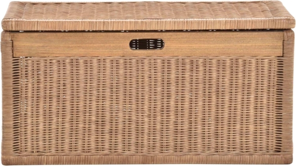 Krines Home Wäschetruhe Korb mit Deckel Rattan geflochten Regalkorb Schrankkorb Aufbewahrung, 68 cm Breit, mit Klappdeckel Bild 3