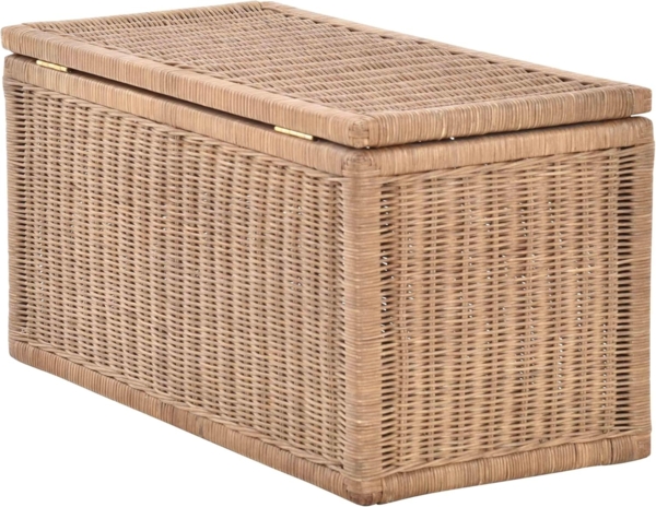 Krines Home Wäschetruhe Korb mit Deckel Rattan geflochten Regalkorb Schrankkorb Aufbewahrung, 68 cm Breit, mit Klappdeckel Bild 9