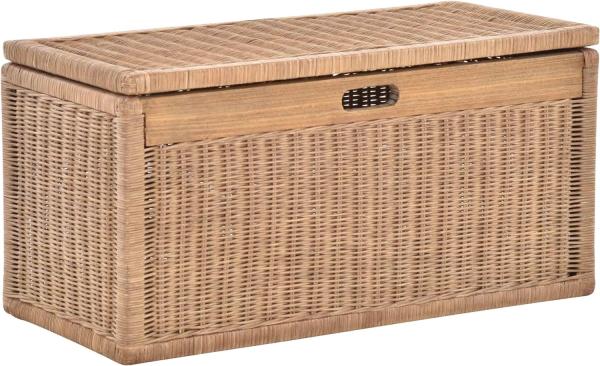 Krines Home Wäschetruhe Korb mit Deckel Rattan geflochten Regalkorb Schrankkorb Aufbewahrung, 68 cm Breit, mit Klappdeckel Bild 1