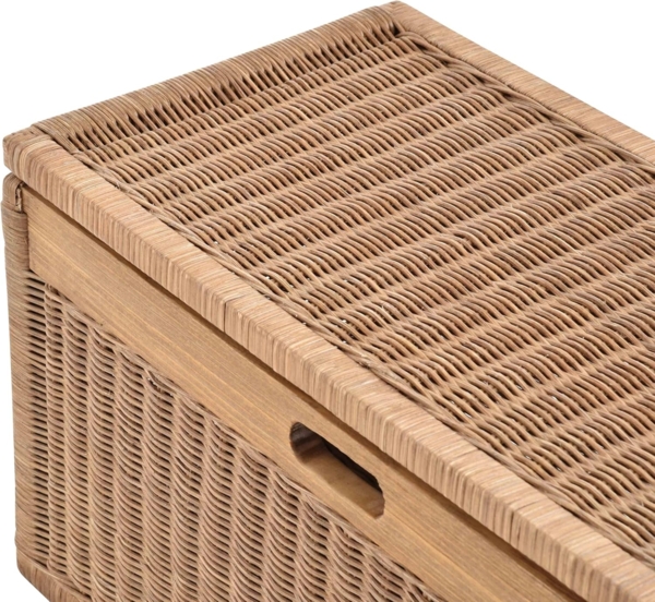Krines Home Wäschetruhe Korb mit Deckel Rattan geflochten Regalkorb Schrankkorb Aufbewahrung, 68 cm Breit, mit Klappdeckel Bild 5