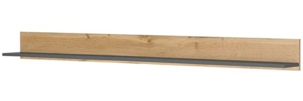 Lomadox Wandregal CRISP-61, in anthrazit mit Wotan Eiche, ca. 100/15/17 cm
