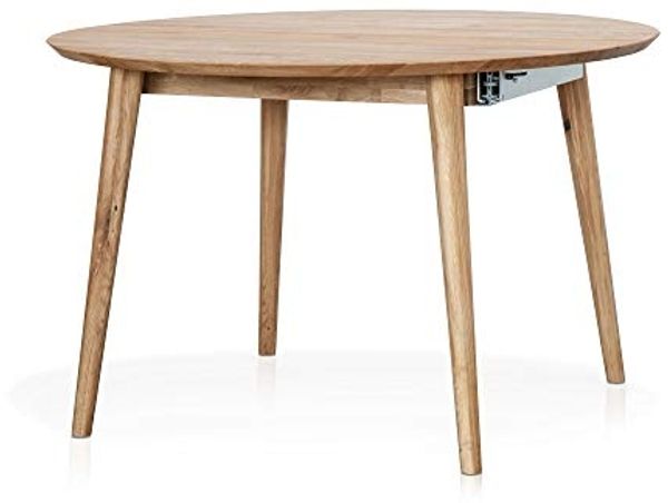 Möbel-Eins ASCON Esstisch XL / Ausziehtisch rund 120/165 cm, Material Massivholz, Wildeiche geölt