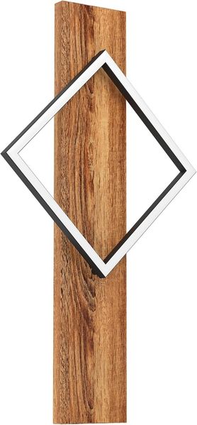 EGLO LED Wandlampe innen Boyal, Wandleuchte mit Holzbalken, Flurlampe Wand aus einem rustikalem Holz und schwarzem Metall, Wandstrahler FSC zertifiziert, warmweiß, 56 cm