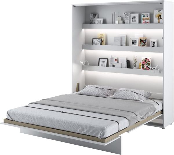 MEBLINI Schrankbett Bed Concept - BC-13 - 180x200cm Vertikal - Weiß Matt - Wandbett mit Lattenrost - Klappbett mit Schrank - Wandklappbett - Murphy Bed - Bettschrank