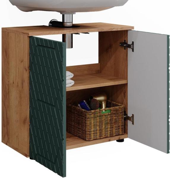 Vicco 'Irma' Waschbeckenunterschrank, Holz, Grün / Natur, 59 x 30 x 60 cm Bild 6