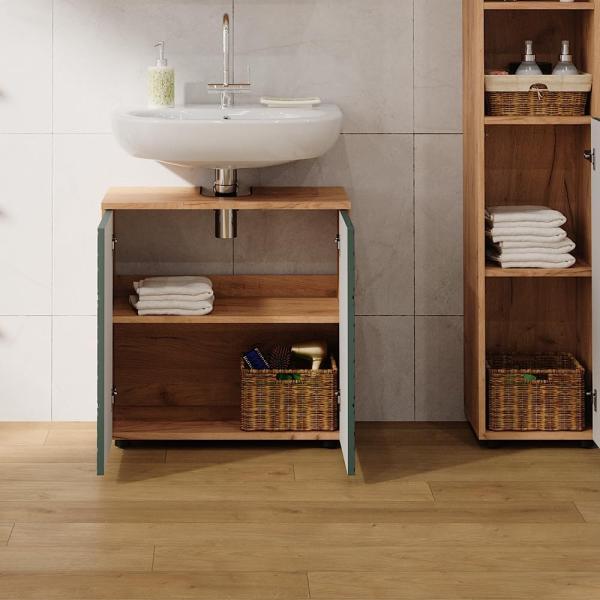 Vicco 'Irma' Waschbeckenunterschrank, Holz, Grün / Natur, 59 x 30 x 60 cm Bild 5