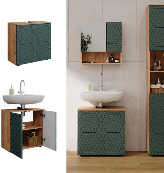 Vicco 'Irma' Waschbeckenunterschrank, Holz, Grün / Natur, 59 x 30 x 60 cm Bild 4