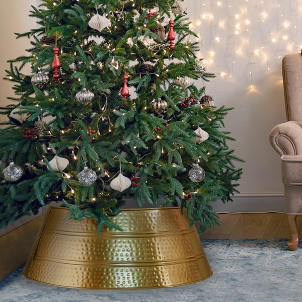 Marrakesch Orient & Mediterran Interior Weihnachtsbaumdecke Skandinavisches Design Weihnachtsbaum Kragen Andine Gold (1-tlg), Handarbeit