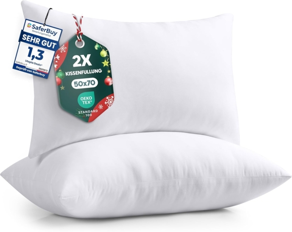 Utopia Bedding 2er Set Kissenfüllung 50x70 cm, Innenkissen Füllkissen Kopfkissen Sofakissen (Weiß)