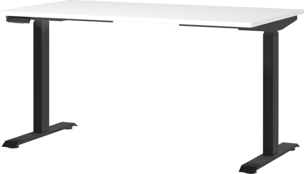 Germania Schreibtisch 7905-614, in Weiß/Schwarz, EL. höhenverstellb, 140 x 120 x 80 cm (BxHxT)