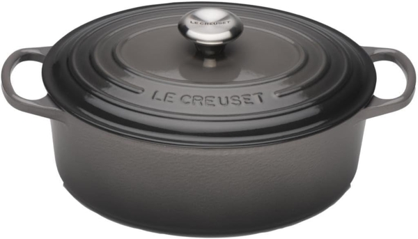 Le Creuset Bräter 'Signature' , Gusseisen , Oval, für alle Herdarten und Induktion geeignet, Flint, 27,0 cm