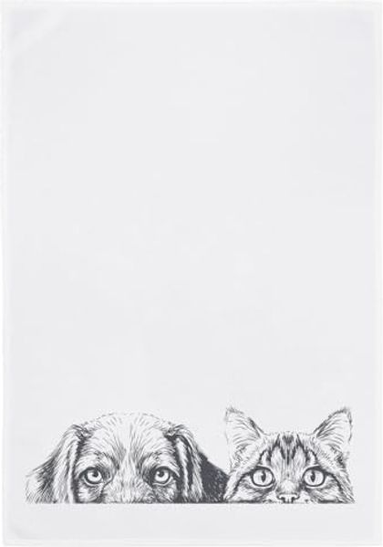 17,30 Hamburg Geschirrtuch Hund und Katze, Grau, (1-tlg), 50x70cm, Siebdruck