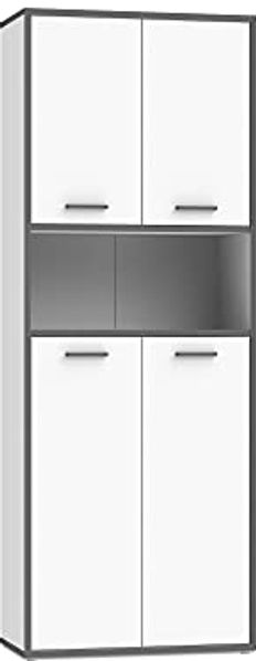 Möbel-Eins KALINA Büroschrank III, Material Dekorspanplatte, weiss/grau